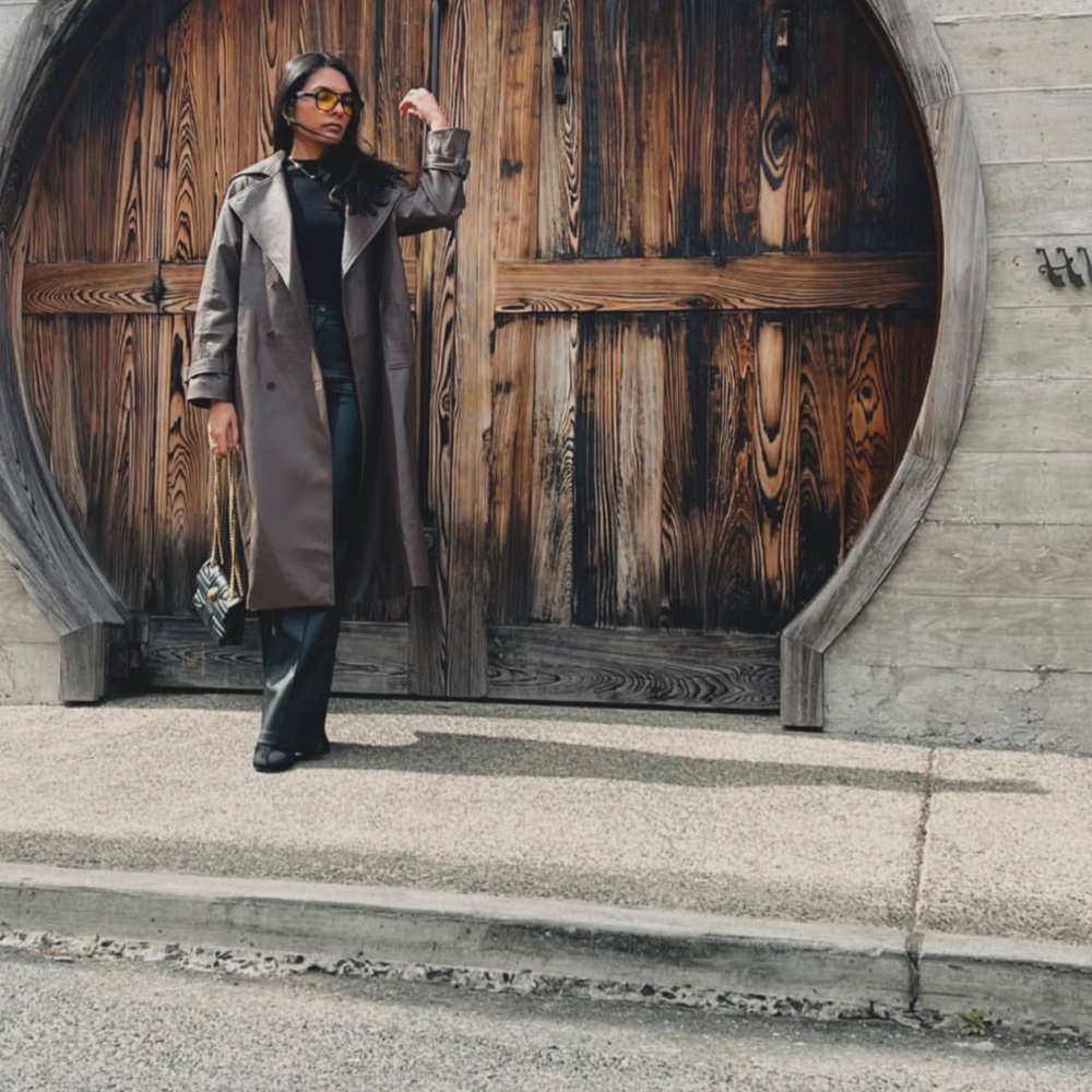 Stylish Brown Leather Trench Coat